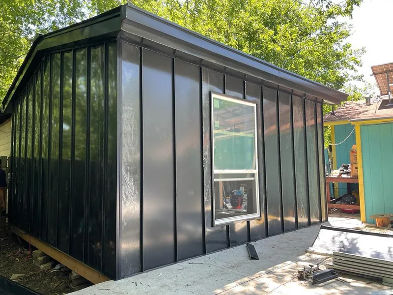 Black standing seam metal wall panels for Metal Roof Installation in Versailles